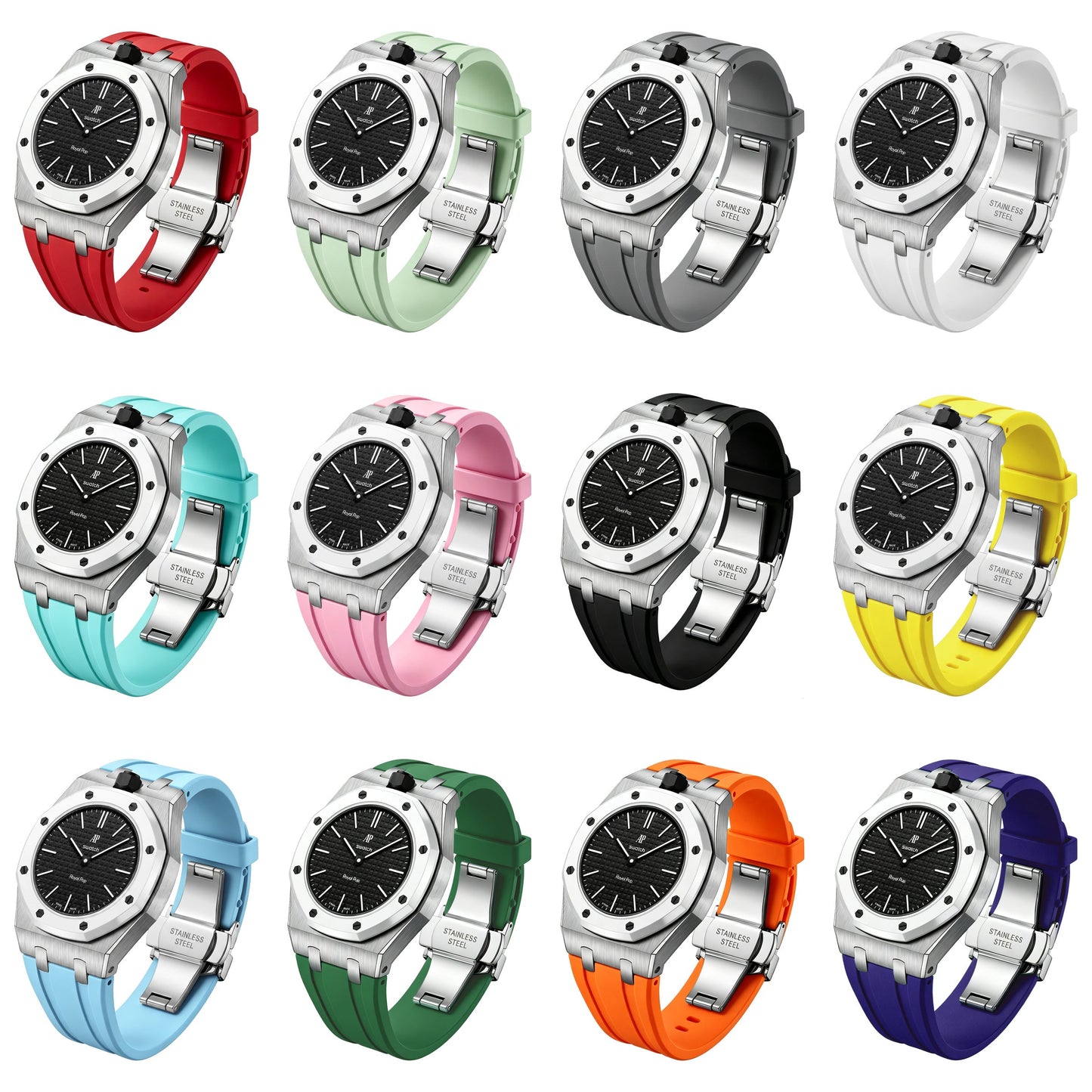 [Riva Jewelry]Royal Oak Pop Exclusive Stahlgehäuse & Silikonarmband mit Wiege