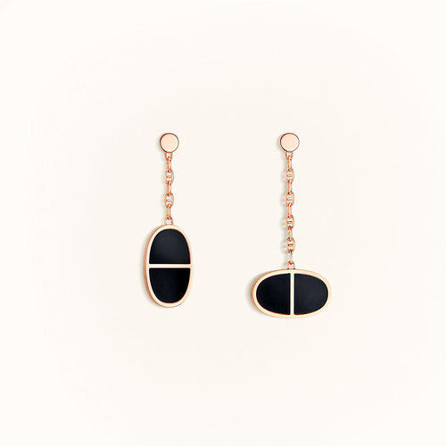 [Riva Jewelry]CHAINE VERSO BLACK CERAMIC EARRINGS