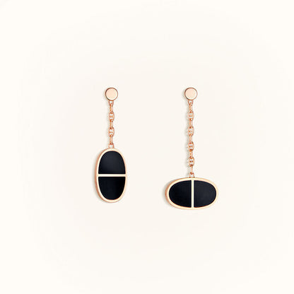 [Riva Jewelry ]CHAINE VERSO BLACK CERAMIC EARRINGS