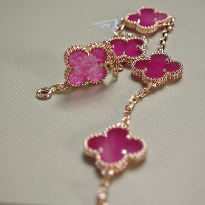 [Riva  Jewelry]NEW CLOVER 5 MOTIFS PINK ENAMEL BRACELET