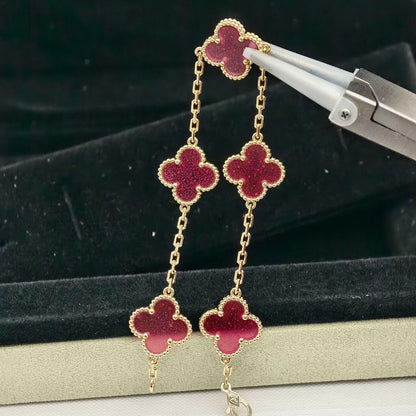 [Riva  Jewelry]NEW CLOVER 5 MOTIFS PINK ENAMEL BRACELET