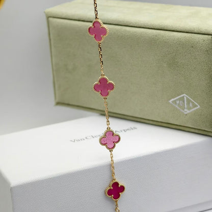 [Riva  Jewelry]NEW CLOVER 5 MOTIFS PINK ENAMEL BRACELET