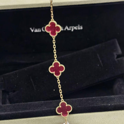 [Riva  Jewelry]NEW CLOVER 5 MOTIFS PINK ENAMEL BRACELET