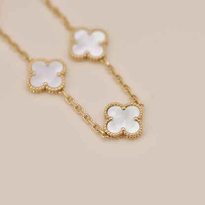 [Riva Jewelry ]CLOVER WHITE PEARL MOP 5 MOTIF BRACELET COLLECTION