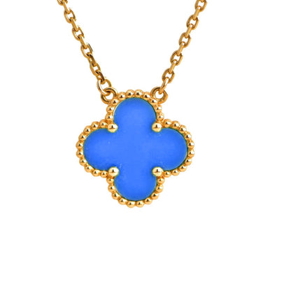 [Riva Jewelry ]CLOVER 15MM BLUE AGATE NECKLACE