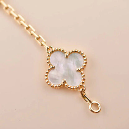 [Riva Jewelry]LUCKY CLOVER 5-MOTIF BRACELET - WHITE MOTHER-OF-PEARL COLLECTION