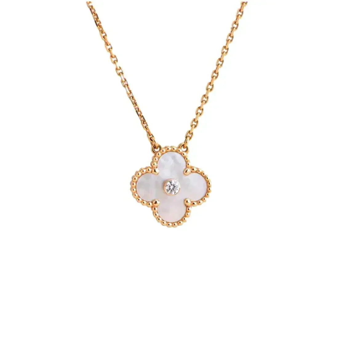 [Riva Jewelry ]CLOVER 15MM DIAMOND WHITE FRITILLARIA NECKLACE