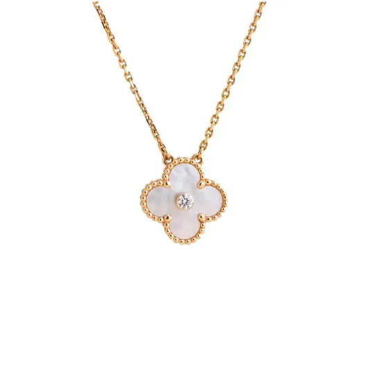 [Riva Jewelry ]CLOVER 15MM DIAMOND WHITE FRITILLARIA NECKLACE