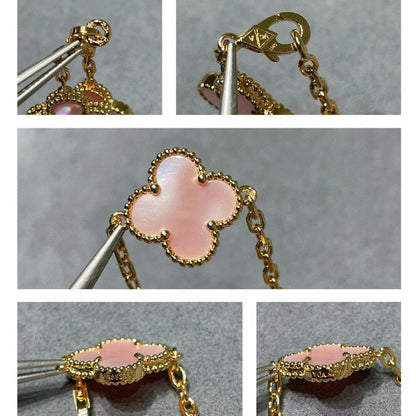 [Riva Jewelry ]CLOVER 10 MOTIFS PINK MOP NECKLACE