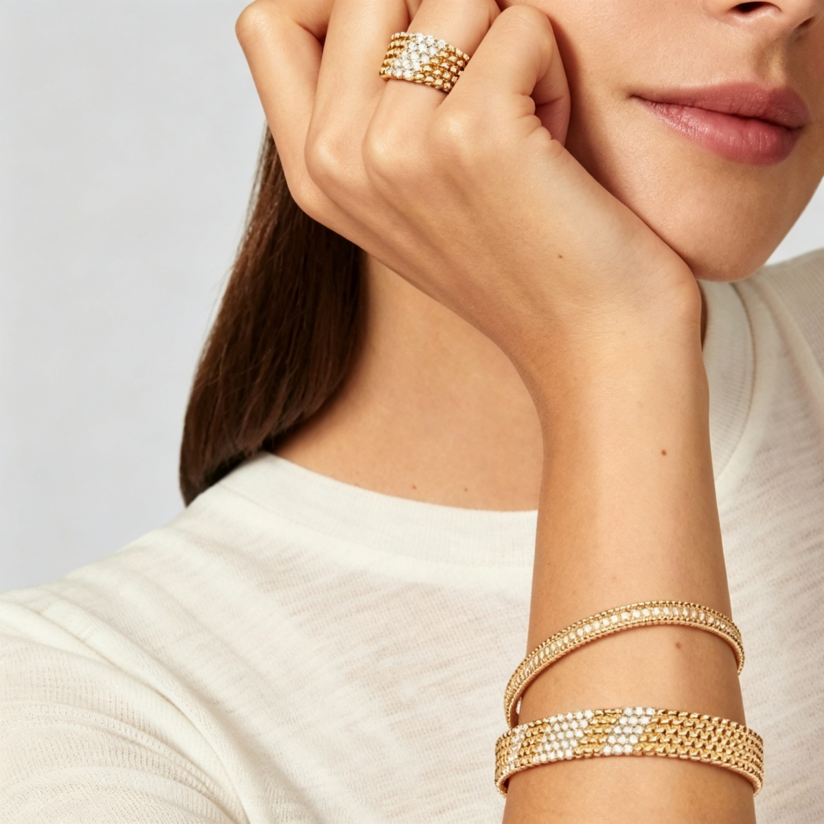 [Riva Jewelry]  FIVE-ROW DIAMOND BRACELET