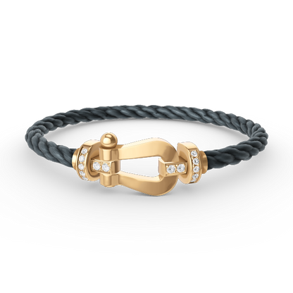 [Riva Jewelry]FORCE LARGE HORSESHOE HALF DIAMOND BRACELET - GOLD
