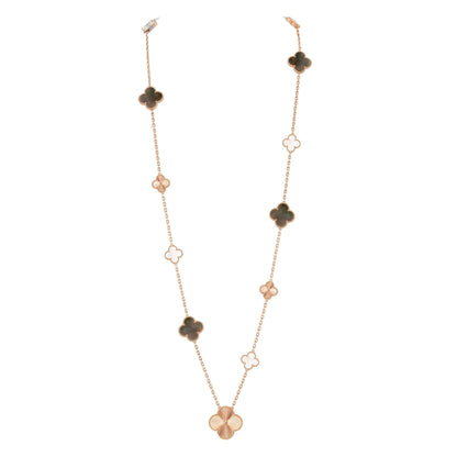 [Riva Jewelry ]DETACHABLE CLOVER 15(11+4) FLOWER ROSE GOLD NECKLACE SET