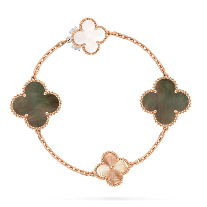 [Riva Jewelry ]DETACHABLE CLOVER 15(11+4) FLOWER ROSE GOLD NECKLACE SET