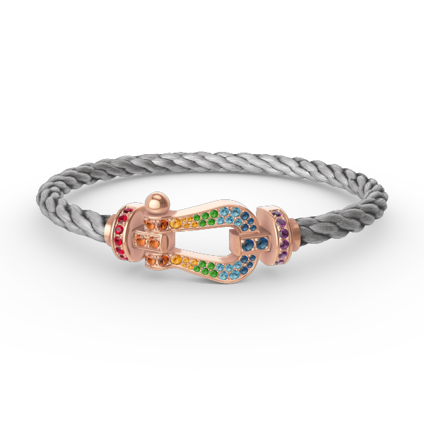 [Riva Schmuck]ARMBAND "FORCE LARGE HORSESHOE" MIT FARBIGEN DIAMANTEN - ROSÉGOLD