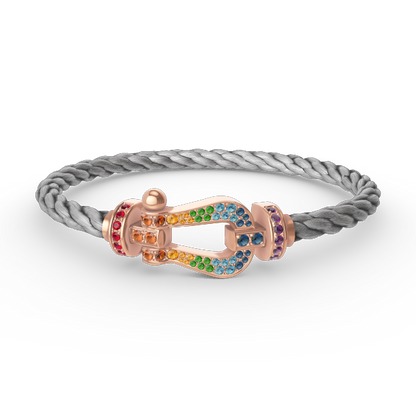 [Riva Schmuck]ARMBAND "FORCE LARGE HORSESHOE" MIT FARBIGEN DIAMANTEN - ROSÉGOLD