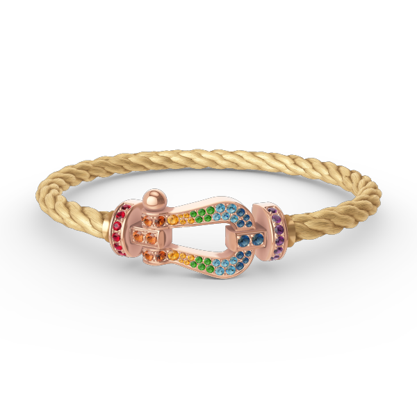 [Riva Schmuck]ARMBAND "FORCE LARGE HORSESHOE" MIT FARBIGEN DIAMANTEN - ROSÉGOLD