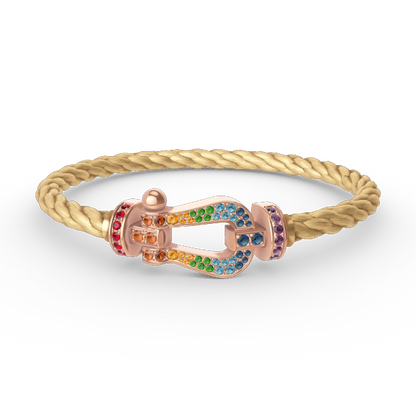 [Riva Schmuck]ARMBAND "FORCE LARGE HORSESHOE" MIT FARBIGEN DIAMANTEN - ROSÉGOLD