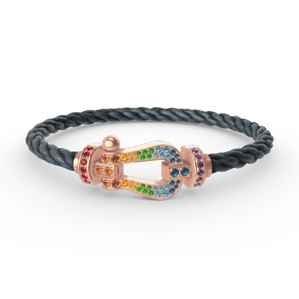 [Riva Schmuck]ARMBAND "FORCE LARGE HORSESHOE" MIT FARBIGEN DIAMANTEN - ROSÉGOLD