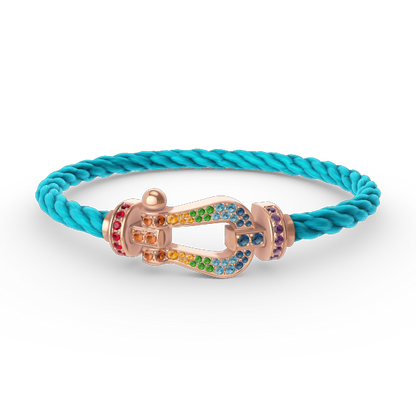 [Riva Schmuck]ARMBAND "FORCE LARGE HORSESHOE" MIT FARBIGEN DIAMANTEN - ROSÉGOLD
