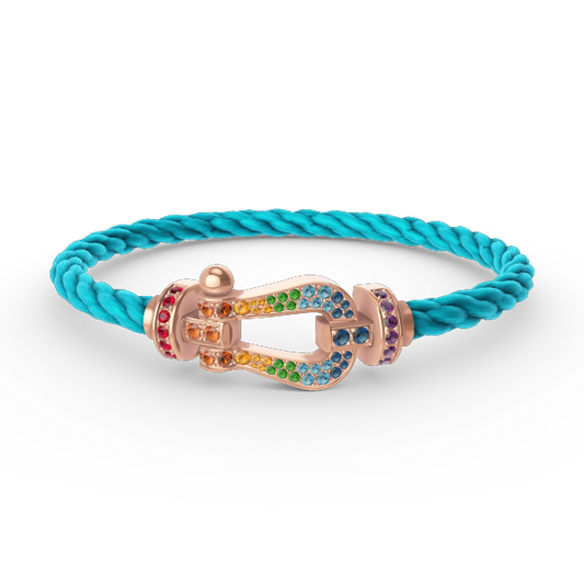 [Riva Schmuck]ARMBAND "FORCE LARGE HORSESHOE" MIT FARBIGEN DIAMANTEN - ROSÉGOLD