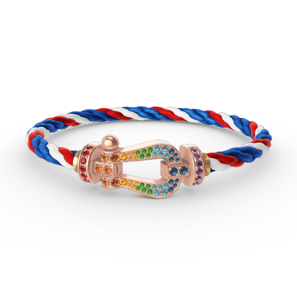 [Riva Schmuck]ARMBAND "FORCE LARGE HORSESHOE" MIT FARBIGEN DIAMANTEN - ROSÉGOLD