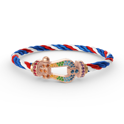 [Riva Schmuck]ARMBAND "FORCE LARGE HORSESHOE" MIT FARBIGEN DIAMANTEN - ROSÉGOLD