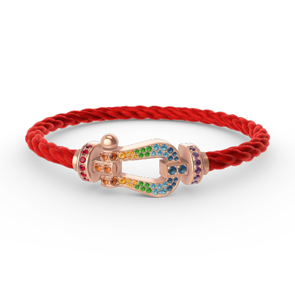 [Riva Schmuck]ARMBAND "FORCE LARGE HORSESHOE" MIT FARBIGEN DIAMANTEN - ROSÉGOLD