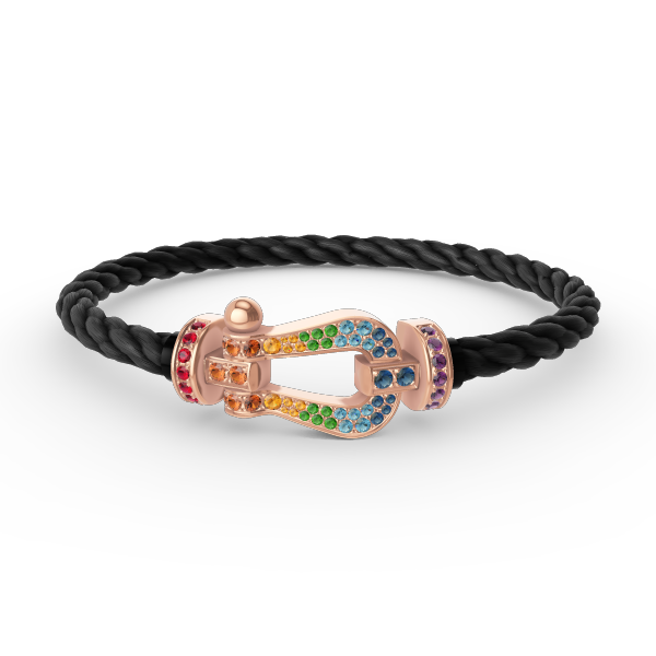 [Riva Schmuck]ARMBAND "FORCE LARGE HORSESHOE" MIT FARBIGEN DIAMANTEN - ROSÉGOLD