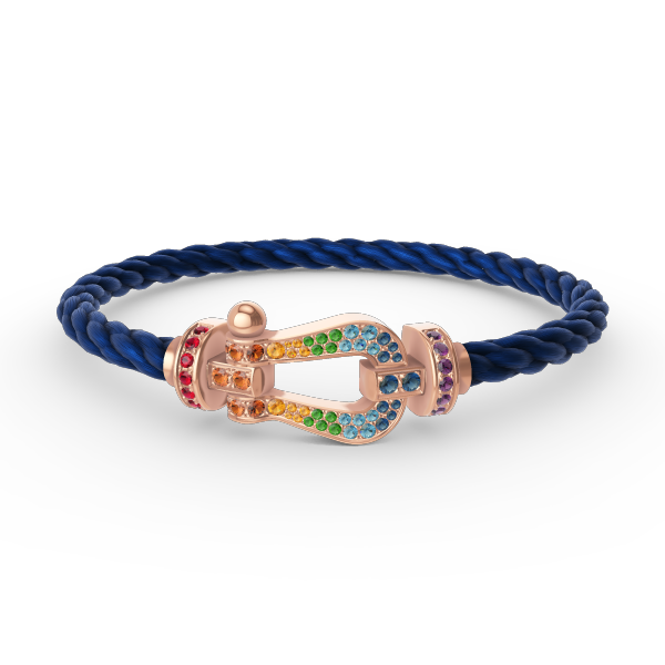 [Riva Schmuck]ARMBAND "FORCE LARGE HORSESHOE" MIT FARBIGEN DIAMANTEN - ROSÉGOLD