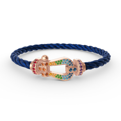 [Riva Schmuck]ARMBAND "FORCE LARGE HORSESHOE" MIT FARBIGEN DIAMANTEN - ROSÉGOLD