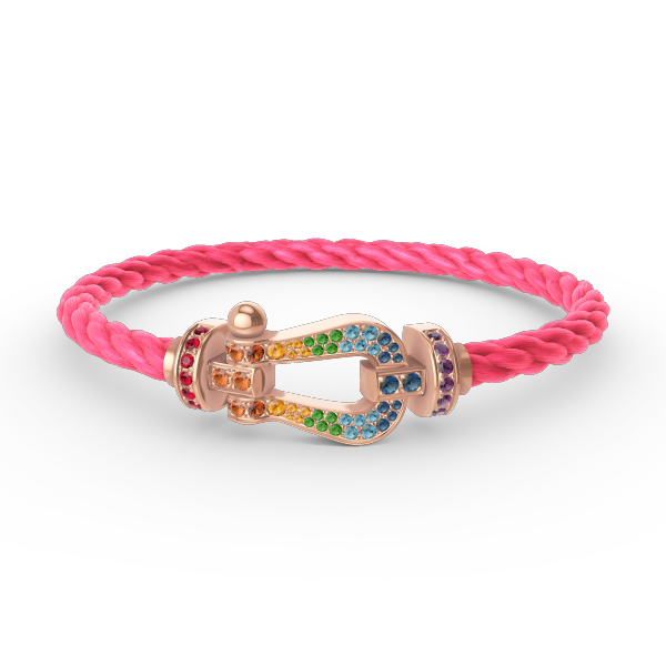 [Riva Schmuck]ARMBAND "FORCE LARGE HORSESHOE" MIT FARBIGEN DIAMANTEN - ROSÉGOLD