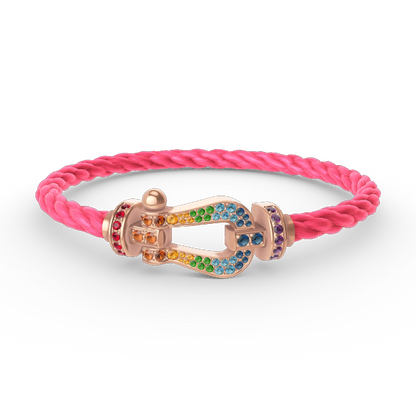 [Riva Schmuck]ARMBAND "FORCE LARGE HORSESHOE" MIT FARBIGEN DIAMANTEN - ROSÉGOLD