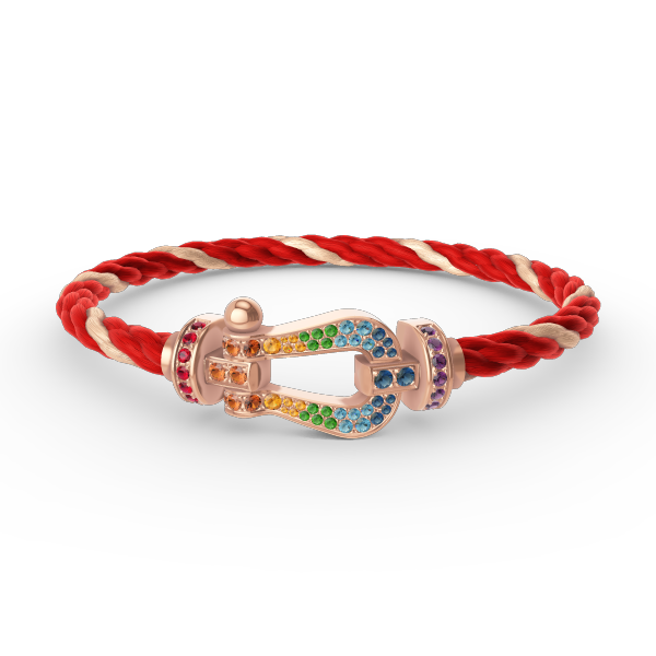 [Riva Schmuck]ARMBAND "FORCE LARGE HORSESHOE" MIT FARBIGEN DIAMANTEN - ROSÉGOLD