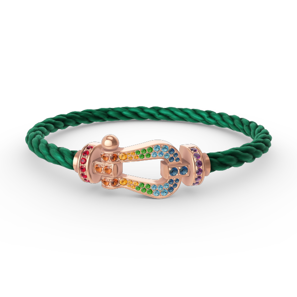 [Riva Schmuck]ARMBAND "FORCE LARGE HORSESHOE" MIT FARBIGEN DIAMANTEN - ROSÉGOLD