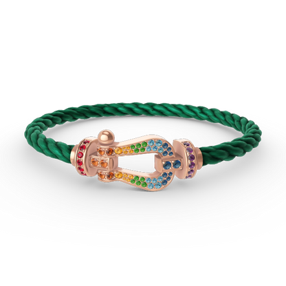[Riva Schmuck]ARMBAND "FORCE LARGE HORSESHOE" MIT FARBIGEN DIAMANTEN - ROSÉGOLD