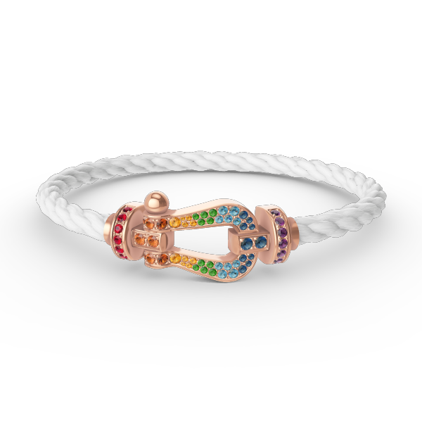 [Riva Schmuck]ARMBAND "FORCE LARGE HORSESHOE" MIT FARBIGEN DIAMANTEN - ROSÉGOLD