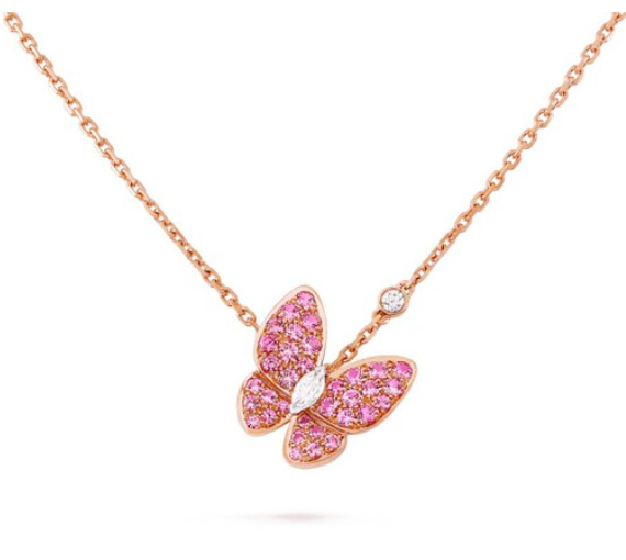 [Riva Jewelry ]BUTTERFLY RED DIAMOND ROSE GOLD NECKLACE