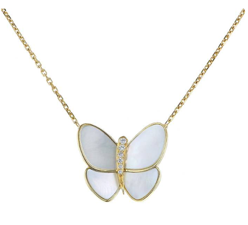 [Riva Jewelry ]BUTTERFLY GOLD MOP DIAMOND NECKLACE