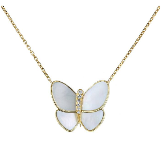 [Riva Jewelry ]BUTTERFLY GOLD MOP DIAMOND NECKLACE