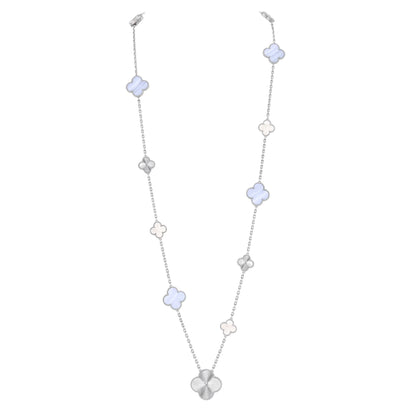 [Riva Jewelry]取り外し可能 15モチーフ クローバー ステートメントセット - パープルカルセドニー＆レーザー