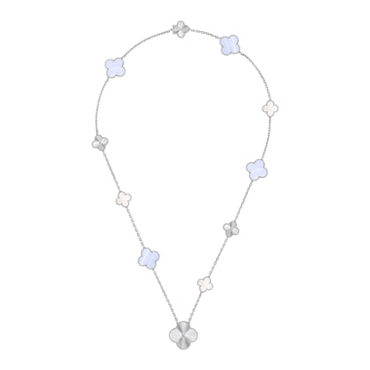 [Riva Jewelry]取り外し可能 15モチーフ クローバー ステートメントセット - パープルカルセドニー＆レーザー