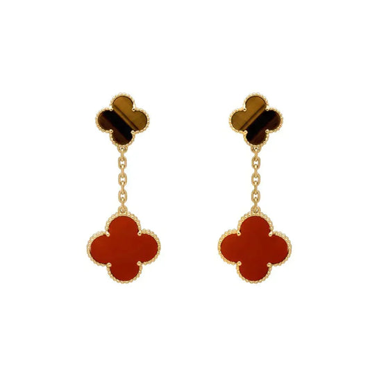 [Riva Jewelry ]CLOVER  2 MOTIF  TIGER EYE CARNELIAN EARRINGS