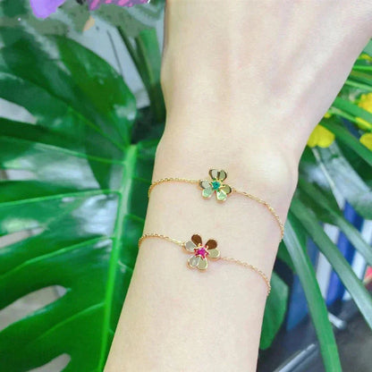 [Riva Jewelry ]FRIVOLE GOLD FLOWER PINK MALACHITE BRACELET