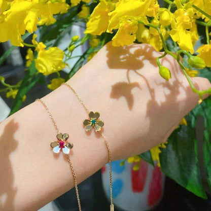 [Riva Jewelry ]FRIVOLE GOLD FLOWER PINK MALACHITE BRACELET