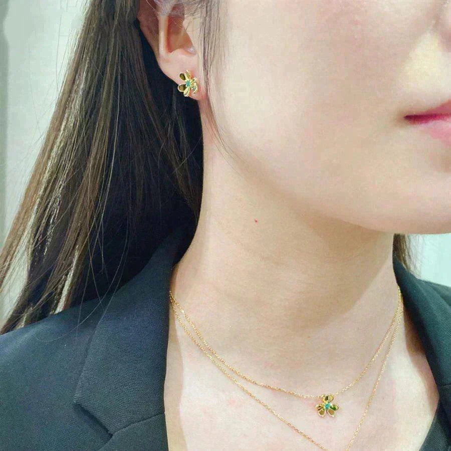 [Riva Jewelry ]FRIVOLE  FLOWER MALACHITE EARRINGS