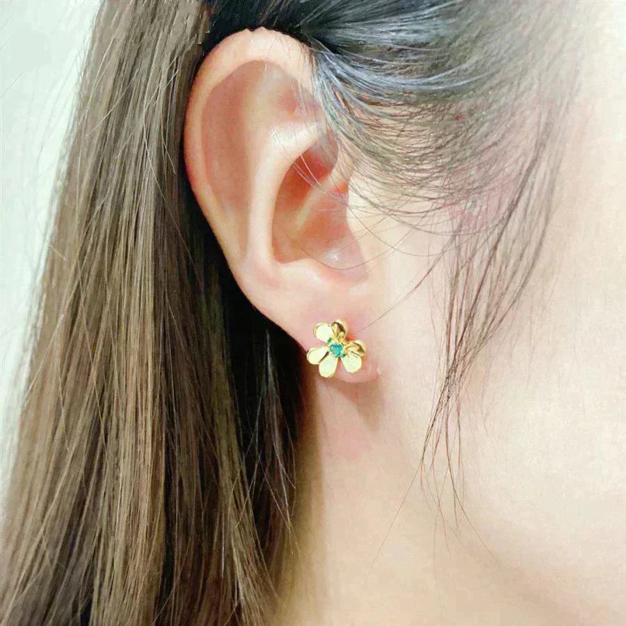 [Riva Jewelry ]FRIVOLE  FLOWER MALACHITE EARRINGS
