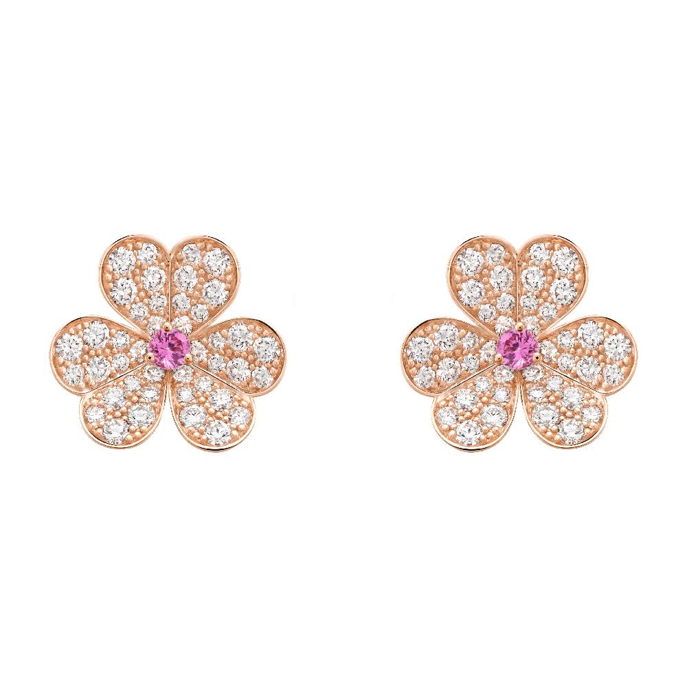 [Riva Jewelry ]FRIVOLE PINK GOLD FLOWER DIAMOND EARRINGS