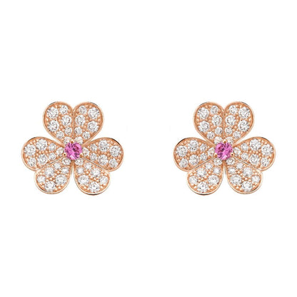 [Riva Jewelry ]FRIVOLE PINK GOLD FLOWER DIAMOND EARRINGS