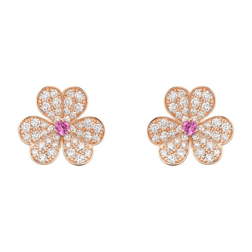 [Riva Jewelry ]FRIVOLE PINK GOLD FLOWER DIAMOND EARRINGS