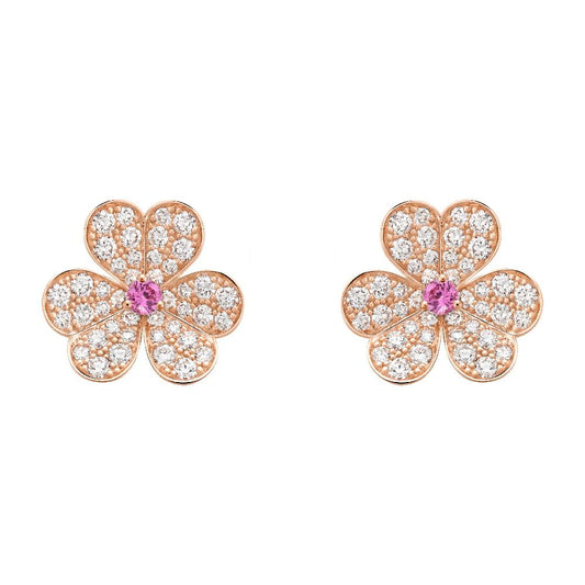 [Riva Jewelry ]FRIVOLE PINK GOLD FLOWER DIAMOND EARRINGS